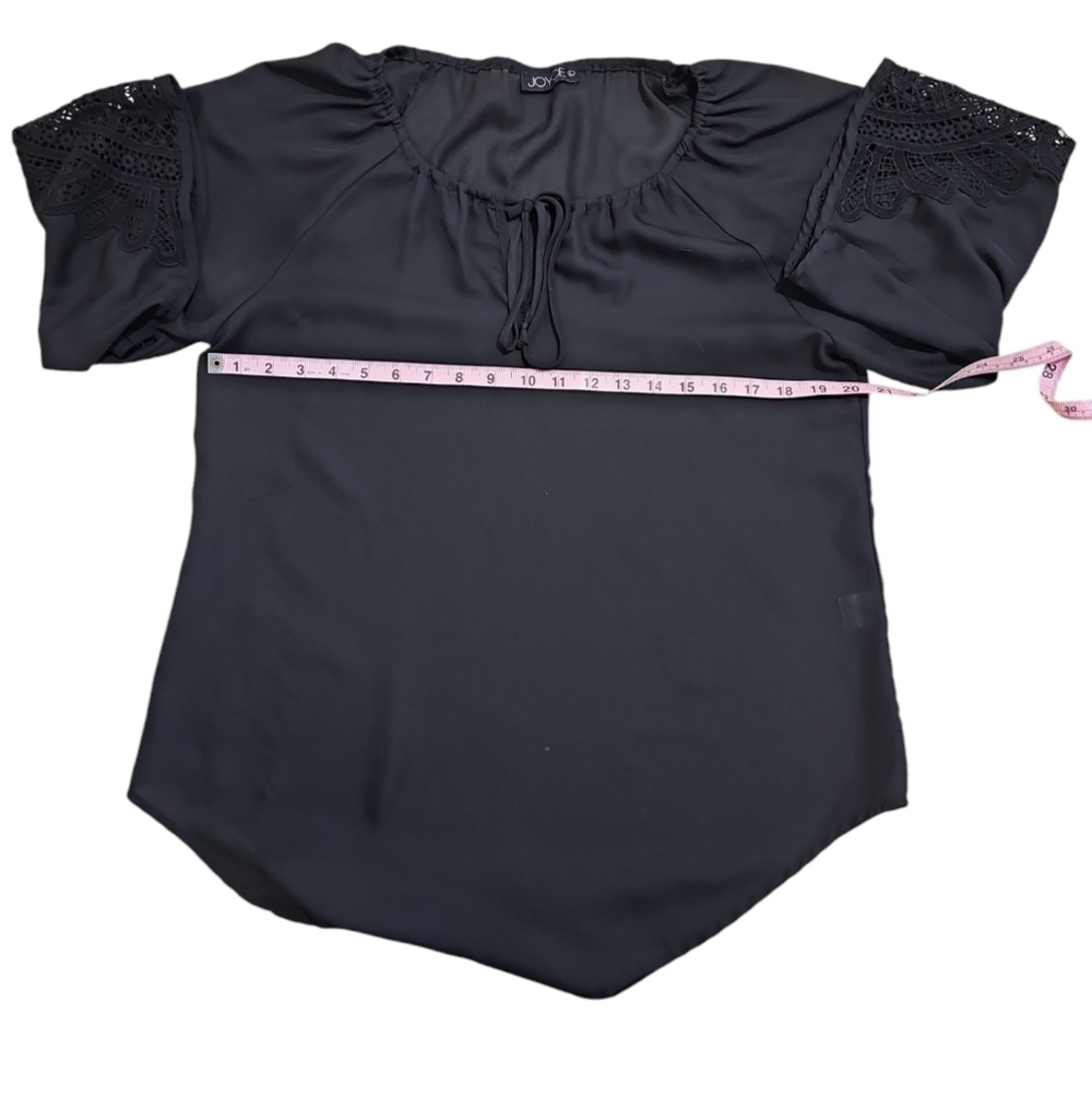 Joyce Womens Large Black Sheer Lace Bell Sleeve Blouse Top Y2K Iconic Statement - Picture 7 of 8